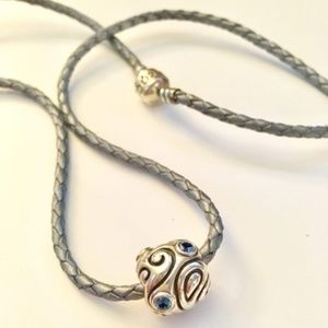 Trendy PANDORA Silver/ Blue Wrap Charm Bracelet